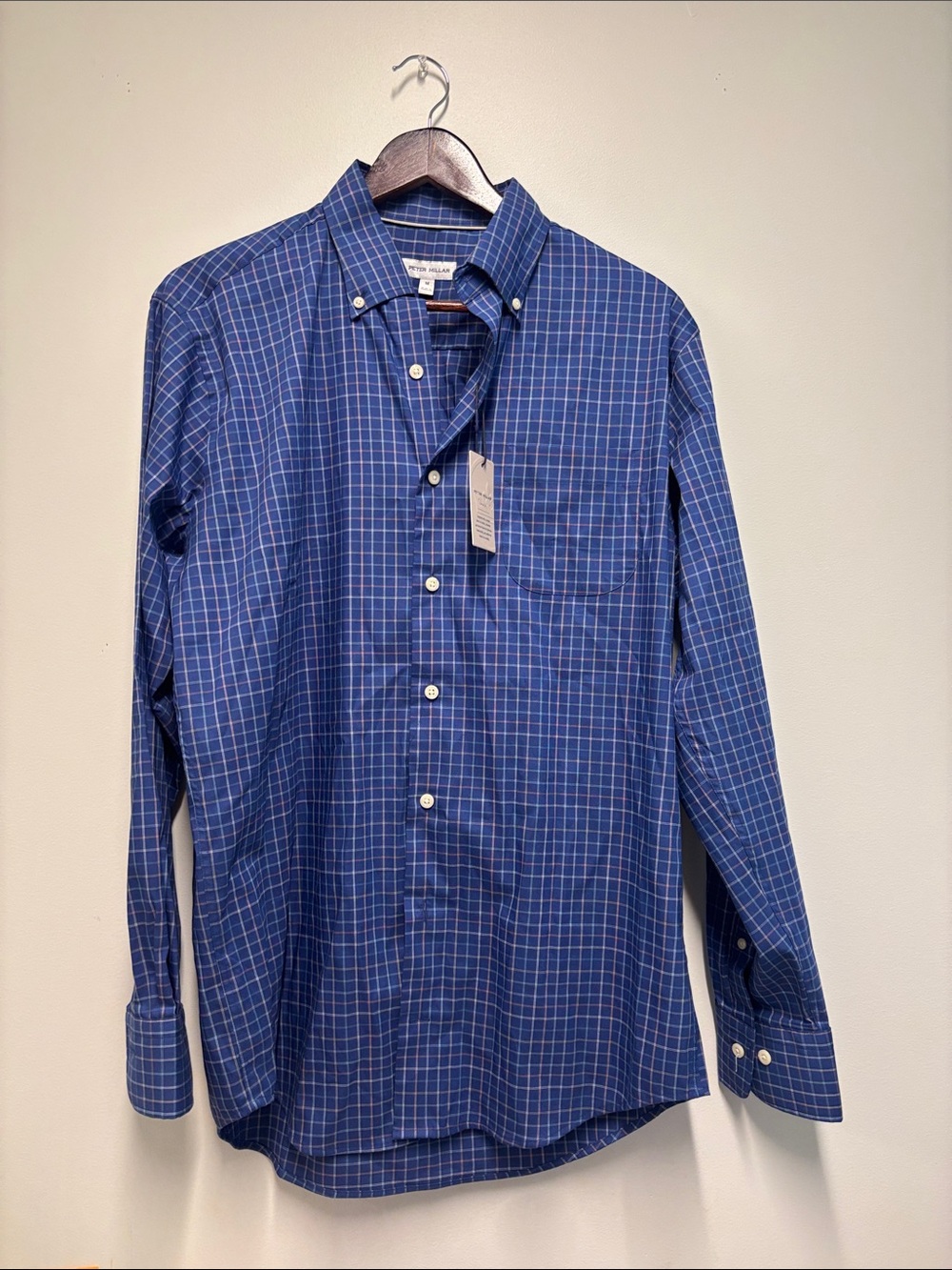 NWT Peter Miller Patten Crown Lite Cotton-Stretch Sport Shirt Button Down Medium